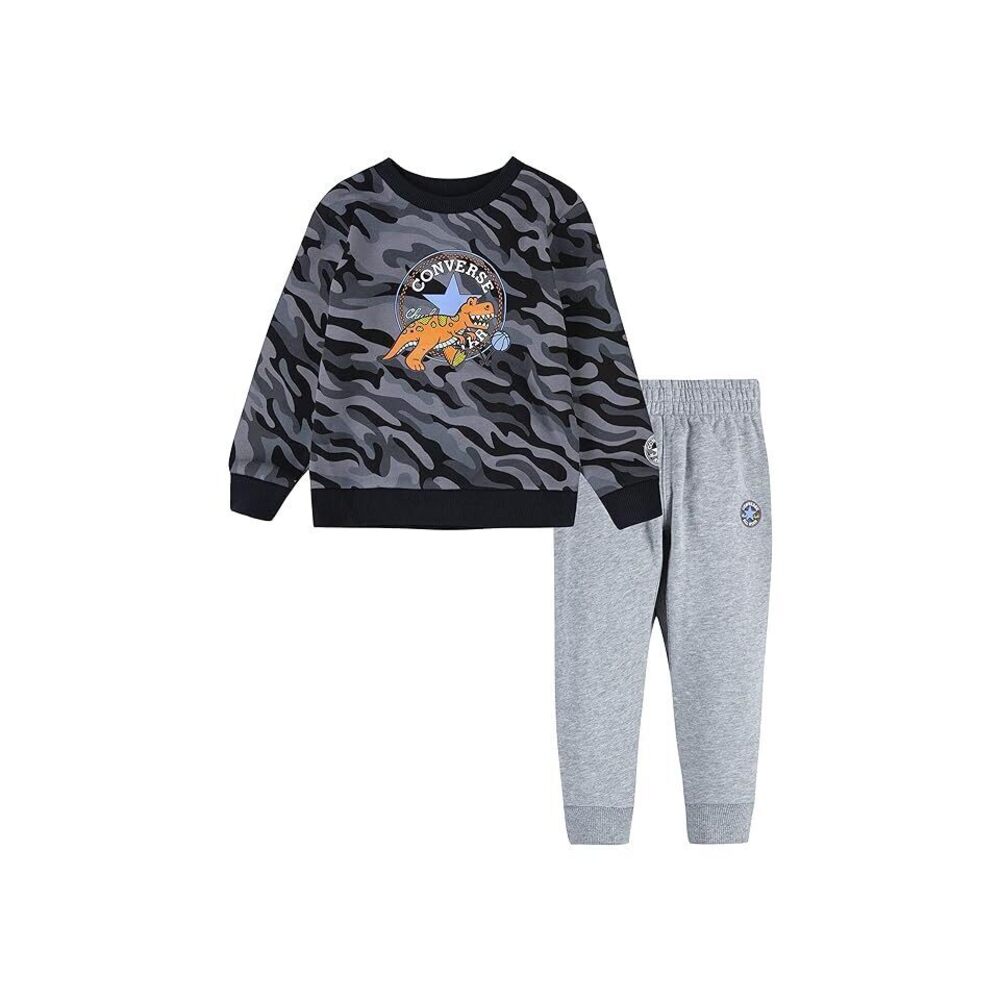 Converse Baby Boys Camo Crew Joggers Set (Toddler) Dark Grey 3T Toddler
